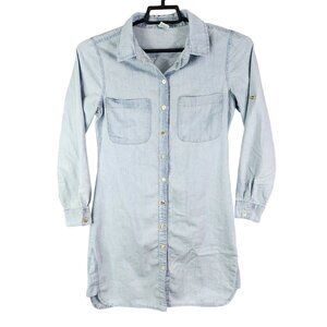 Womens Ellison Blue Denim Shirt Dress Long Sleeve Button Up 100% Cotton Size S